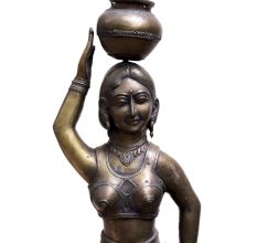 Brass Matka Lady Statue With Nice Black Finish In Pair