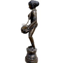 Dancing Lady Playing Dholak Brass Sculpture