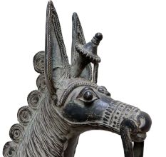 Brass Dhokra Horse Figurine With Gods Engravings