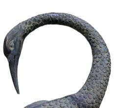 Brass Crane Statue Black Finish
