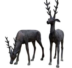 Standing Deer Statues in Brass In Pair