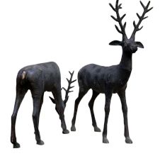 Standing Deer Statues in Brass In Pair