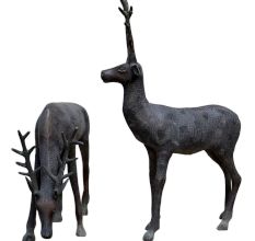 Standing Deer Statues in Brass In Pair