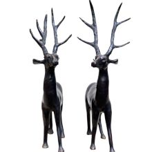 Brass Deer Figurines In Pair And Black Finish