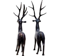 Brass Deer Figurines In Pair And Black Finish