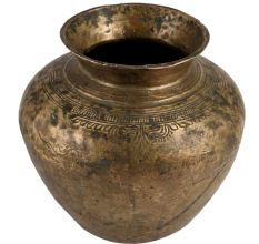 Brass Lota Or Water Pot With Engraved Design on Neck