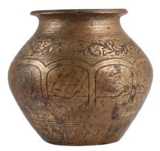 Floral Design Brass Water Pot