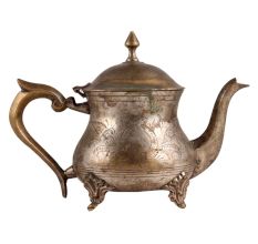 Brass Tea Pot with Mughlai Engraved Flower Design