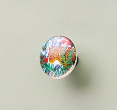 Tropical theme Jaguar Ceramic Cabinet Knobs with gold work