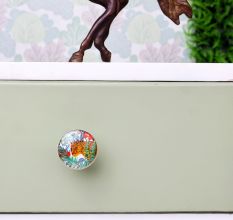 Tropical theme Jaguar Ceramic Cabinet Knobs with gold work