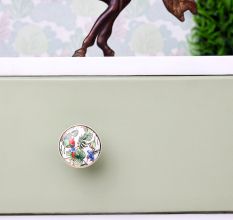 Tropical Macaw birds Ceramic furniture Knobs with gold work