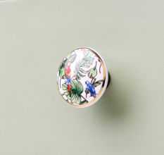 Tropical Macaw birds Ceramic furniture Knobs with gold work