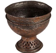 Kashmir Copper Bowl Carved With Chinar Design