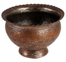 Engraved Copper Tabletop Planter