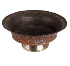 Copper Bowl With Scalloped Rim
