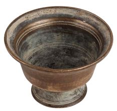 Rustic Brass Flower Pot With Round Base
