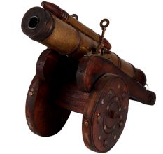 Handcrafted Wooden Canon Showpiece