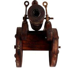 Handcrafted Wooden Canon Showpiece