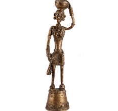 Brass Tribal lady With Basket Figurine