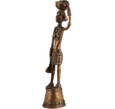 Brass Tribal lady With Basket Figurine