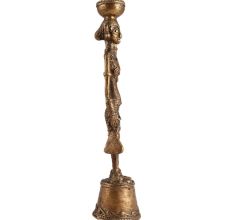 Brass Tribal lady With Basket Figurine