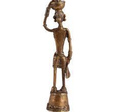 Brass Tribal lady With Basket Figurine