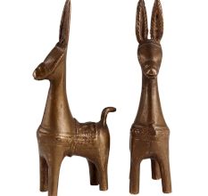 ExaggeratedÂ BrassÂ Bankura Horse Statue In Pair