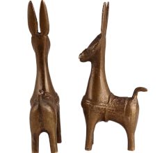 ExaggeratedÂ BrassÂ Bankura Horse Statue In Pair