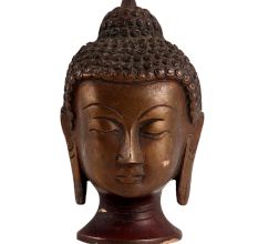 Brass Buddha Head Statue In Brown Finish