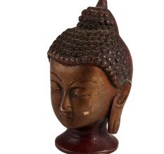 Brass Buddha Head Statue In Brown Finish