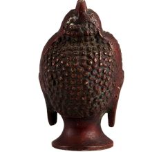 Brass Buddha Head Statue In Brown Finish