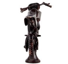 Handmade Antique Brown Brass Toy Bike On Stand