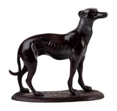 Handmade Antique Brown Brass Standing Dog Showpiece