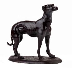 Handmade Antique Brown Brass Standing Dog Showpiece