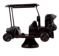 Handmade Black Brass Golf Cart Toy On Stand