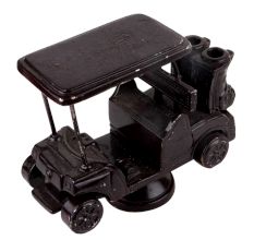 Handmade Black Brass Golf Cart Toy On Stand