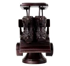 Handmade Black Brass Golf Cart Toy On Stand