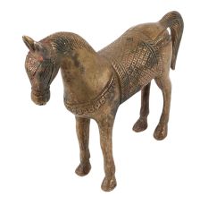 Handmade Golden Brass Standing Horse Showpiece