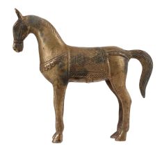 Handmade Golden Brass Standing Horse Showpiece
