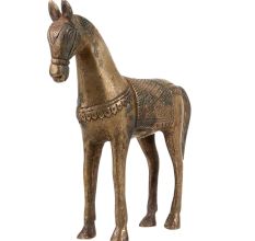 Handmade Golden Brass Standing Horse Showpiece