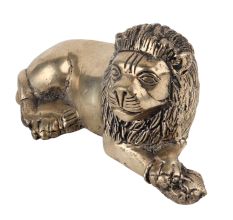 Handmade Golden Brass Sitting Lion Showpiece