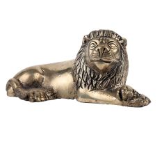 Handmade Golden Brass Sitting Lion Showpiece