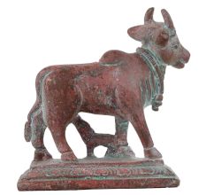 Handmade Copper Finish Brass Kamdhenu Cow With Calf Idol