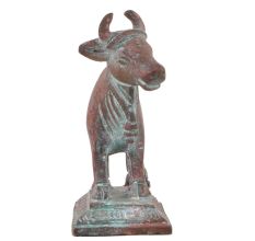 Handmade Copper Finish Brass Kamdhenu Cow With Calf Idol