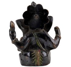 Handmade Dark Finish Brass Sitting Ganesh Statue