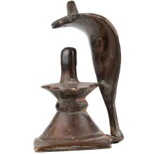 Handmade Antique Brass Cobra And Lingam Statue