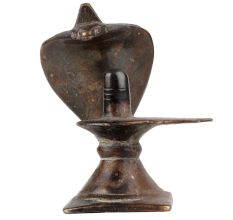 Handmade Antique Brass Cobra And Lingam Statue