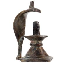 Handmade Antique Brass Cobra And Lingam Statue