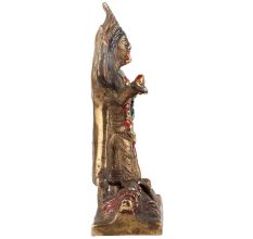 Handmade Golden Multicolored Brass Kali Statue Bengal Art