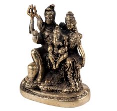 Handmade Golden Brass Shiv Parivar Statue